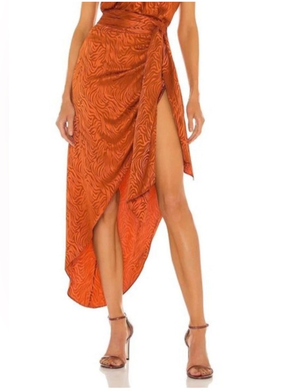 NWT Ronny Kobo Silk Tiger Asymmetric Wrap Skirt S
